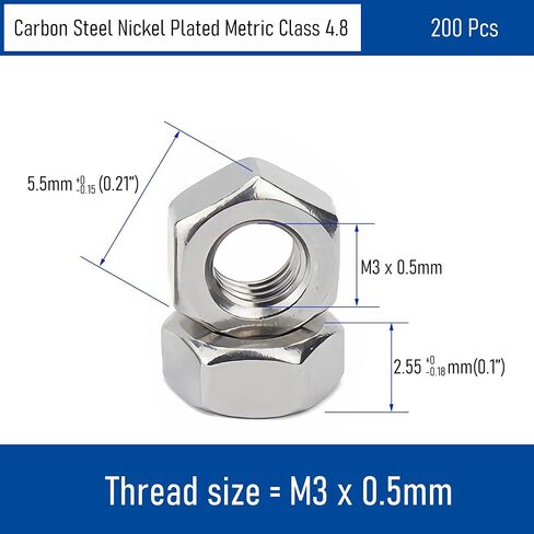 50PCS M6-1 Hex Nuts, Carbon Steel Metric Coarse Thread Hexagon Nut, ISO 4032, Class 4.8 Screw Bolt Fasteners, Nickel Plated Hardware Lock Nut in Saudi Arabia