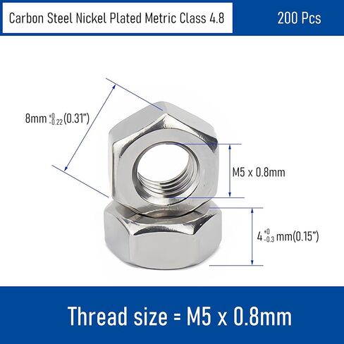 50PCS M6-1 Hex Nuts, Carbon Steel Metric Coarse Thread Hexagon Nut, ISO 4032, Class 4.8 Screw Bolt Fasteners, Nickel Plated Hardware Lock Nut in Saudi Arabia