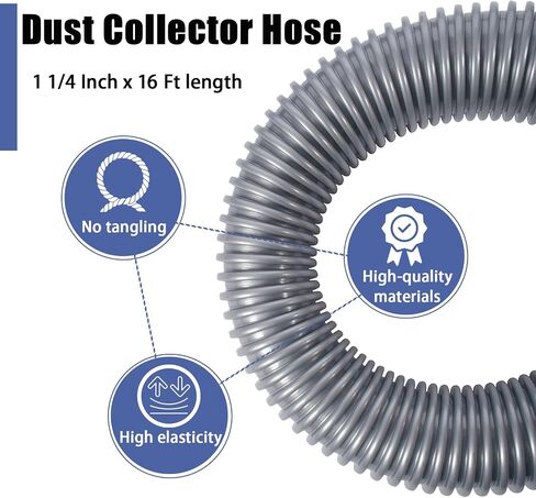 Upgraded 94709 Dust Collector Hose Kit 1 1/4 Inch x 10 Ft,Vacuum Hose Adapter with 5 Fittings For Dust Collection,Compatible with Festool, Shop Vac, Dewalt, Ridgid, Craftsman Dust Extractor Vacuum in Saudi Arabia