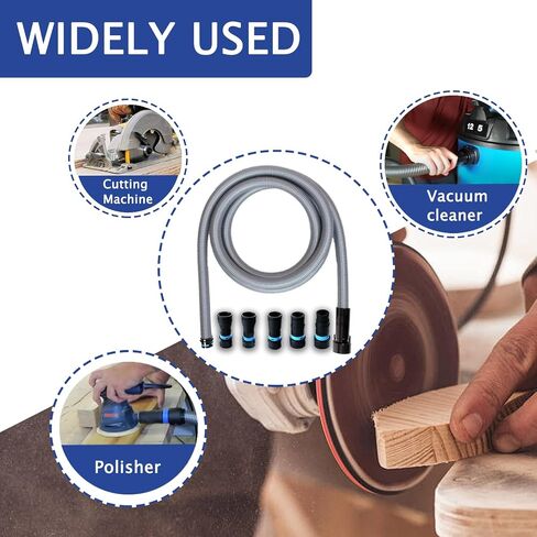 Upgraded 94709 Dust Collector Hose Kit 1 1/4 Inch x 10 Ft,Vacuum Hose Adapter with 5 Fittings For Dust Collection,Compatible with Festool, Shop Vac, Dewalt, Ridgid, Craftsman Dust Extractor Vacuum in Saudi Arabia