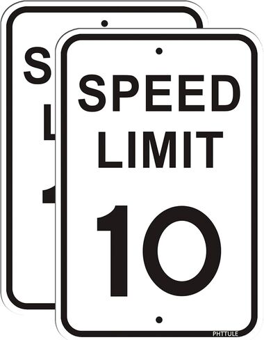 Speed Limit 10 MPH Sign 4 Pack 18 x 12 inches Slow Down Safety Sign Reflective 40Mil Aluminum Professional Printing UV Coating in Saudi Arabia