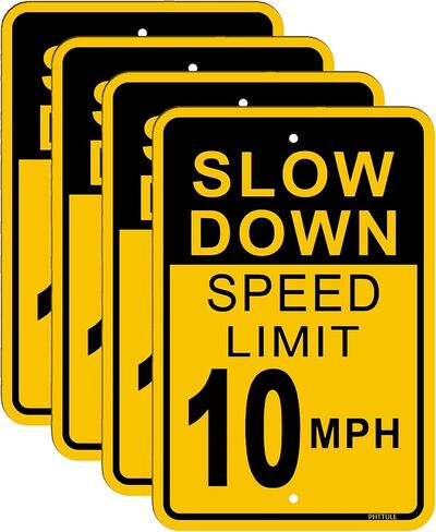 Speed Limit 10 MPH Sign 4 Pack 18 x 12 inches Slow Down Safety Sign Reflective 40Mil Aluminum Professional Printing UV Coating in Saudi Arabia