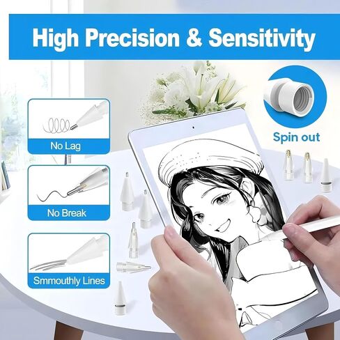 Replacement Pencil Tips for Apple Pencil Pro,Upgraded Pencil Tips fit for Apple 2nd 1st Gen USB-C,and Logitech Crayon Digital Pencil,Pencil Tips Pad Pro Pencil,No Wear Out Fine Point Resistance in Saudi Arabia