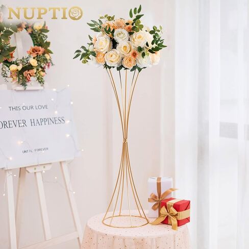 NUPTIO 2 قطعة قطع مركزية للزفاف للطاولات، مزهرية بوق معدنية بطول 19.7 بوصة، مزهريات ذهبية للقطع المركزية، رف عرض الزهور الاصطناعية لحفلات أعياد الميلاد وحفلات العشاء وديكور المنزل في الفندق in Kuwait