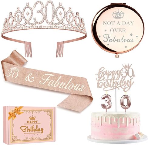 هدايا عيد الميلاد الأربعين للنساء، بما في ذلك تاج عيد الميلاد الأربعين، ووشاح، وغطاء للكعك، وشمعة ومرآة مدمجة، وزينة عيد الميلاد الأربعين باللون الذهبي الوردي للنساء in Kuwait