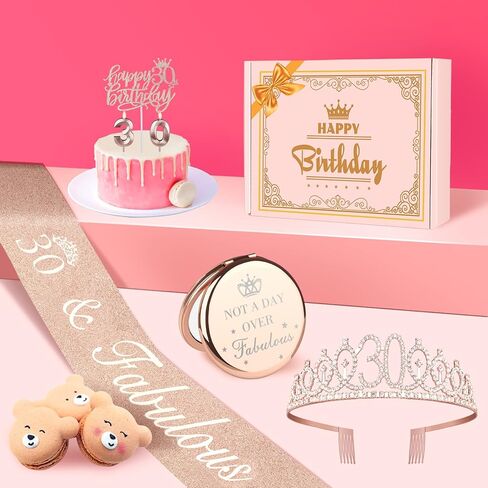 هدايا عيد الميلاد الأربعين للنساء، بما في ذلك تاج عيد الميلاد الأربعين، ووشاح، وغطاء للكعك، وشمعة ومرآة مدمجة، وزينة عيد الميلاد الأربعين باللون الذهبي الوردي للنساء in Kuwait
