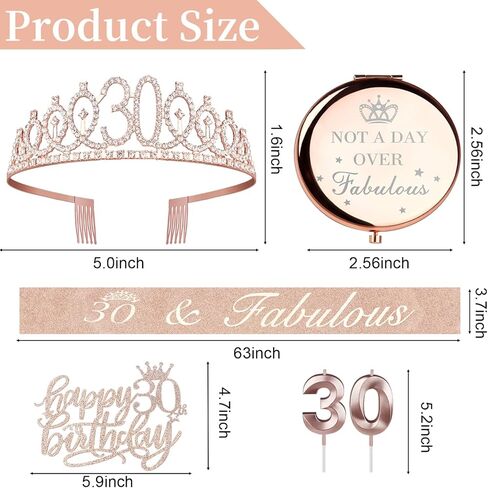 هدايا عيد الميلاد الأربعين للنساء، بما في ذلك تاج عيد الميلاد الأربعين، ووشاح، وغطاء للكعك، وشمعة ومرآة مدمجة، وزينة عيد الميلاد الأربعين باللون الذهبي الوردي للنساء in Kuwait