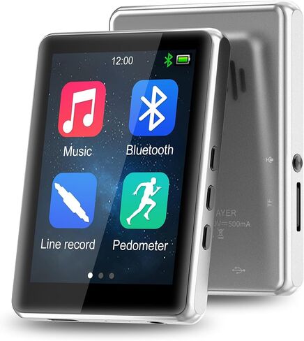 مشغل MP3 سعة 32 جيجابايت مع بلوتوث 5.3، شاشة لمس كاملة 2.8 بوصة، جودة صوت هاي فاي بدون فقدان الموسيقى، مع راديو FM، دعم التسجيل، سماعات الأذن متضمنة، عداد الخطى، أحمر in Kuwait