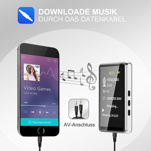 مشغل MP3 سعة 32 جيجابايت مع بلوتوث 5.3، شاشة لمس كاملة 2.8 بوصة، جودة صوت هاي فاي بدون فقدان الموسيقى، مع راديو FM، دعم التسجيل، سماعات الأذن متضمنة، عداد الخطى، أحمر in Kuwait