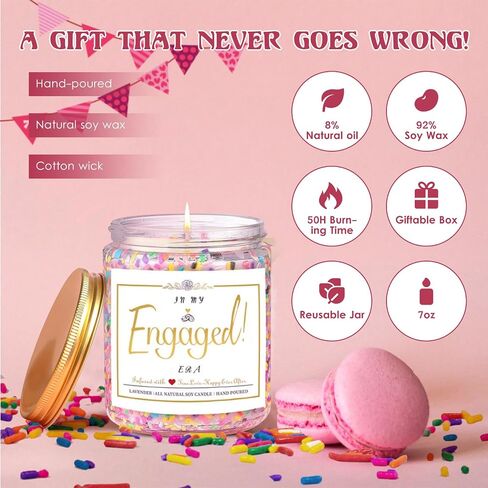 Engagement Gifts for Couples, in My Engaged ERA! Scented Candle, Engagement Party Decorations, Engagement and Bridal Shower Gifts for Her, 7oz Natural Soy Lavender Candle with 50+ Hours Burn Time in Saudi Arabia
