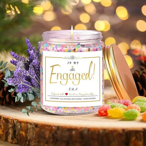 Engagement Gifts for Couples, in My Engaged ERA! Scented Candle, Engagement Party Decorations, Engagement and Bridal Shower Gifts for Her, 7oz Natural Soy Lavender Candle with 50+ Hours Burn Time in Saudi Arabia