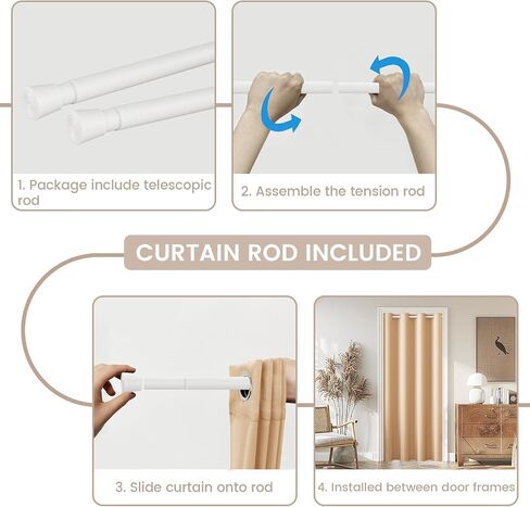 Vatge Curtains for Closet with No Door, Door Curtains for Doorways 80 Inch Length Closet Door Curtains for Closet Door/Hallway Door/Pantry Door/Temporary Door, W42 x L80, Beige, 1 Panel with Rod in Saudi Arabia