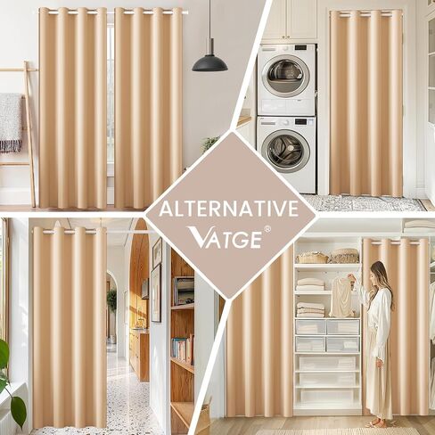 Vatge Curtains for Closet with No Door, Door Curtains for Doorways 80 Inch Length Closet Door Curtains for Closet Door/Hallway Door/Pantry Door/Temporary Door, W42 x L80, Beige, 1 Panel with Rod in Saudi Arabia