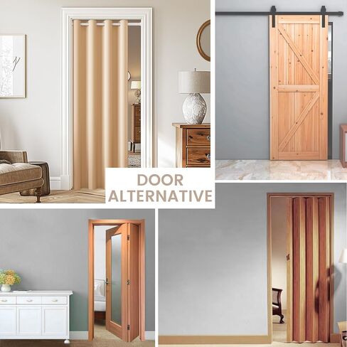 Vatge Curtains for Closet with No Door, Door Curtains for Doorways 80 Inch Length Closet Door Curtains for Closet Door/Hallway Door/Pantry Door/Temporary Door, W42 x L80, Beige, 1 Panel with Rod in Saudi Arabia