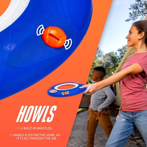 قرص طائر ناعم من Nerf Kids - لعبة قرص طائر صوتي داخلي + خارجي للأطفال - قرص رمي مقاس 11 بوصة - قرص خفيف الوزن للغاية للاستخدام الداخلي والخارجي - يعوي عند رميه in Saudi Arabia