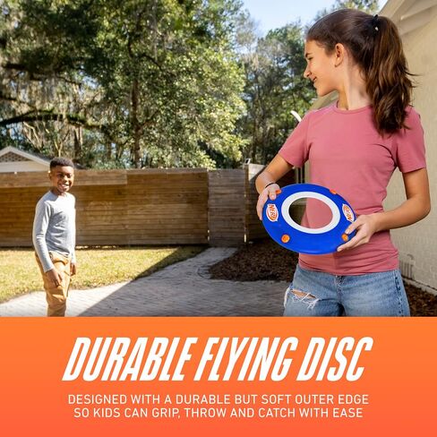 قرص طائر ناعم من Nerf Kids - لعبة قرص طائر صوتي داخلي + خارجي للأطفال - قرص رمي مقاس 11 بوصة - قرص خفيف الوزن للغاية للاستخدام الداخلي والخارجي - يعوي عند رميه in Saudi Arabia
