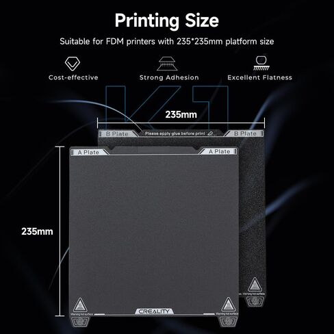 Creality Official Ender 3 S1 Pro Original Build Plate 235x235mm Magnetic Bed Plate Texture Removable PEI Sheet for Ender 3 V3 SE/Ender 3 V3 KE/Ender 3 S1/Ender 3/Ender 5 S1/Ender 5 Pro, K1, CR-10 SE in Saudi Arabia