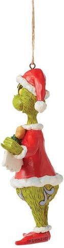 Enesco Dr. Seuss Grinch by Jim Shore Santa Grinch Holding Merry Christmas Banner Hanging Ornament, Hand Crafted, Hand Painted Collectible Christmas Tree Ornaments Decor Gift, 5.25 Inch, Multicolor in Saudi Arabia