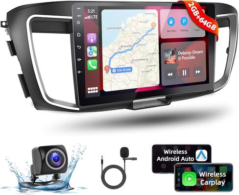 ستيريو سيارة Podofo لسيارة Honda Accord 9th Gen 2.0L (دليل A/C) 2014 2015 2016 مع CarPlay Android Auto، 2+32G 10.1 بوصة راديو سيارة تعمل باللمس مع بلوتوث، GPS، WiFi، SWC+AHD كاميرا احتياطية + ميكروفون in Saudi Arabia