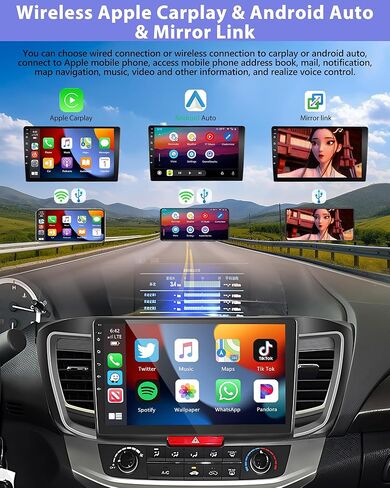 ستيريو سيارة Podofo لسيارة Honda Accord 9th Gen 2.0L (دليل A/C) 2014 2015 2016 مع CarPlay Android Auto، 2+32G 10.1 بوصة راديو سيارة تعمل باللمس مع بلوتوث، GPS، WiFi، SWC+AHD كاميرا احتياطية + ميكروفون in Saudi Arabia