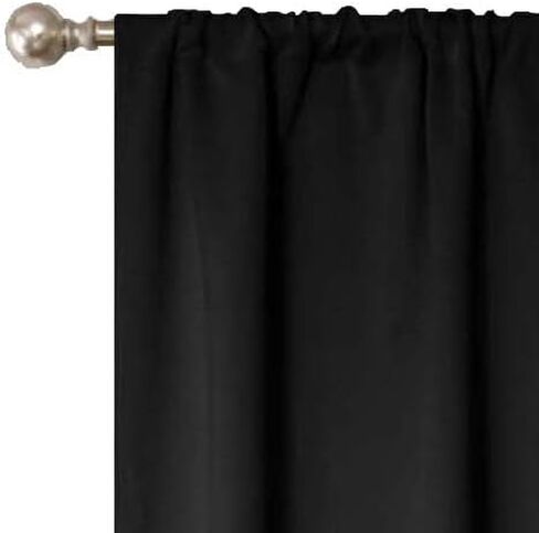 ستائر تعتيم فائقة، تعتيم الغرفة، غرفة النوم، ستائر، مطبخ، لهجات نافذة غرفة المعيشة، حجب الشمس، حرارية، عبوتان، جيب قضيب، ستائر تعتيم صلبة، مجموعة من 2، 26 بوصة × 84 بوصة، أسود in Kuwait
