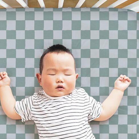The Peanutshell Organic Crib Sheets for Boys or Girls, Breathable Super Soft 100% Jersey Cotton, Safari Nursery Decor, Gender Neutral Baby Bedding, 4 Pack Set for 28x52 Mattress, Brown Beige White in Saudi Arabia