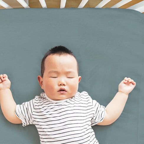 The Peanutshell Organic Crib Sheets for Boys or Girls, Breathable Super Soft 100% Jersey Cotton, Safari Nursery Decor, Gender Neutral Baby Bedding, 4 Pack Set for 28x52 Mattress, Brown Beige White in Saudi Arabia