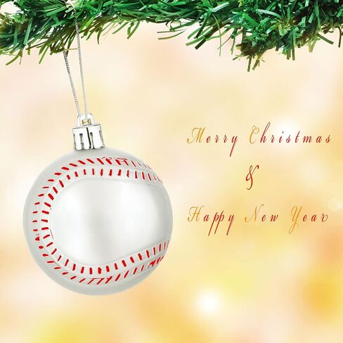 6 Pcs Baseball Party Ornaments, 2.4 Inch Large Hanging Baseball for Tree Decorations Sport Theme Novelty Gift Boy Men Game Classic Balls Party Supplies Home in Saudi Arabia