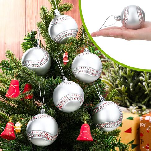 6 Pcs Baseball Party Ornaments, 2.4 Inch Large Hanging Baseball for Tree Decorations Sport Theme Novelty Gift Boy Men Game Classic Balls Party Supplies Home in Saudi Arabia