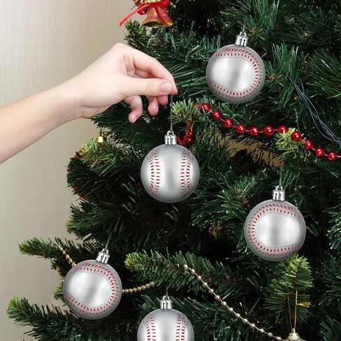 6 Pcs Baseball Party Ornaments, 2.4 Inch Large Hanging Baseball for Tree Decorations Sport Theme Novelty Gift Boy Men Game Classic Balls Party Supplies Home in Saudi Arabia