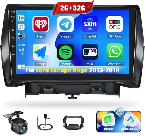 [2+64G] Android 13 Car Stereo for Ford Escape Kuga 2013-2019 with Wireless Carplay&Android Auto,9 Inch Touch Screen Car Radio with GPS WiFi Bluetooth FM/RDS SWC AUX-in+AHD Backup Camera in Saudi Arabia