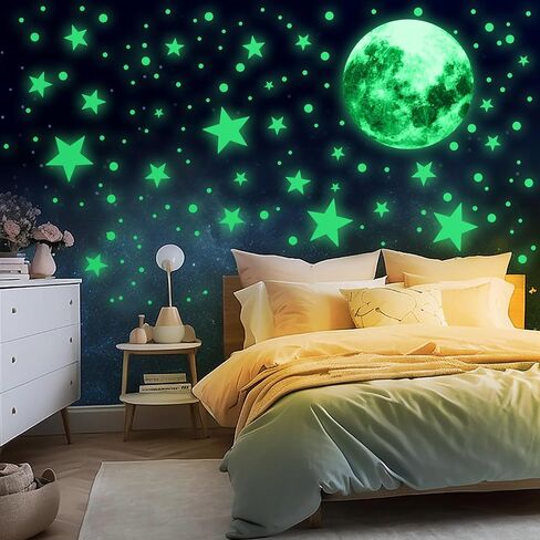 Glow Stars for Ceiling 435 PCS Glow in Dark Stars Glow in The Dark Ceiling Stickers Glowing Stars Space Planet Universe Galaxy Blue Wall Decals for Kids Bedroom Nursery Living Room Decor in Saudi Arabia
