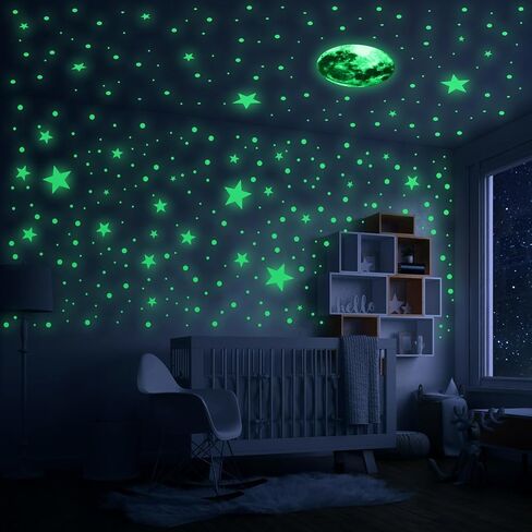 Glow Stars for Ceiling 435 PCS Glow in Dark Stars Glow in The Dark Ceiling Stickers Glowing Stars Space Planet Universe Galaxy Blue Wall Decals for Kids Bedroom Nursery Living Room Decor in Saudi Arabia