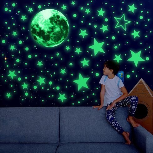 Glow Stars for Ceiling 435 PCS Glow in Dark Stars Glow in The Dark Ceiling Stickers Glowing Stars Space Planet Universe Galaxy Blue Wall Decals for Kids Bedroom Nursery Living Room Decor in Saudi Arabia