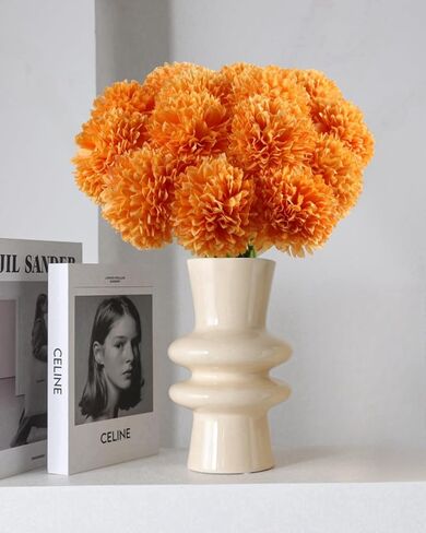 Artificial Ball Chrysanthemums Flowers, 12PCS Artificial Black Silk Flowers, Faux Mums for Gothic Home Decor, Indoor Floral Arrangement, Halloween Table Centerpiece (12, Black) in Kuwait