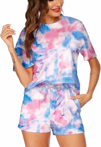 HOTOUCH Pajama Shorts for Women Cute Pjs Cozy Pijamas Sleep Wear Short Sleeve Ladies Soft Pajama Sleep Sets Dinosaur S in Saudi Arabia