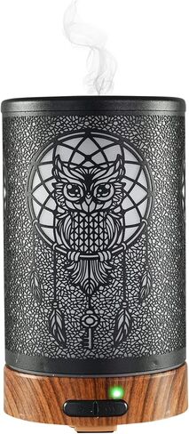 HOME-X ناشر زيت مع غطاء غزال معدني منحوت، ناشر زيوت عطرية بالموجات فوق الصوتية، ناشر روائح علاجية متغير اللون، وضعان للرذاذ، إيقاف تلقائي، 3 1/2 بوصة طول × 3 1/2 بوصة عرض × 6 بوصة ارتفاع، أسود in Kuwait