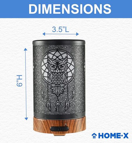 HOME-X ناشر زيت مع غطاء غزال معدني منحوت، ناشر زيوت عطرية بالموجات فوق الصوتية، ناشر روائح علاجية متغير اللون، وضعان للرذاذ، إيقاف تلقائي، 3 1/2 بوصة طول × 3 1/2 بوصة عرض × 6 بوصة ارتفاع، أسود in Kuwait