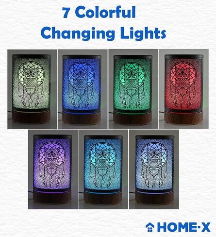 HOME-X ناشر زيت مع غطاء غزال معدني منحوت، ناشر زيوت عطرية بالموجات فوق الصوتية، ناشر روائح علاجية متغير اللون، وضعان للرذاذ، إيقاف تلقائي، 3 1/2 بوصة طول × 3 1/2 بوصة عرض × 6 بوصة ارتفاع، أسود in Kuwait