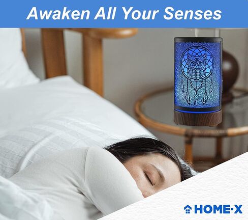 HOME-X ناشر زيت مع غطاء غزال معدني منحوت، ناشر زيوت عطرية بالموجات فوق الصوتية، ناشر روائح علاجية متغير اللون، وضعان للرذاذ، إيقاف تلقائي، 3 1/2 بوصة طول × 3 1/2 بوصة عرض × 6 بوصة ارتفاع، أسود in Kuwait