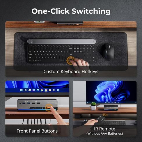 TESmart 8K@60Hz DP KVM Switch 2 Monitors 2 Computers USB 3.0, DP 1.4 KVM Switch Dual Monitor 4K@144Hz for Gaming Dock, Support EDID, Gigabit Network, Hotkey Switch, Audio & Mic with All Input Cables in Saudi Arabia