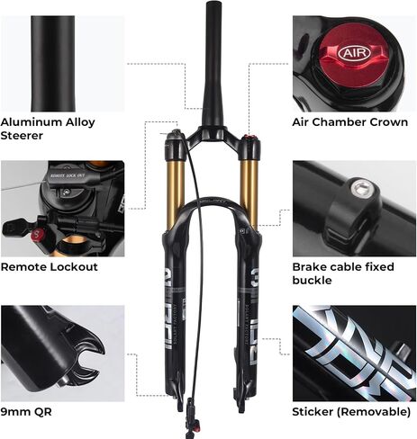 Bike Suspension Fork MTB Bicycle Magnesium Alloy Suspension Front Fork 26/27.5/29 inch, Straight Steerer and Tapered Steerer Air Fork (Manual Lockout - Remote Lockout) in Kuwait