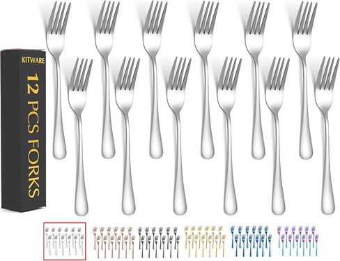 Silver Salad Forks Set of 12 pieces，Stainless Steel Flatware Forks 6.8 inch，Mirror Polish Small Utensils, New Kitchen Essentials Cutlery Set Dishwasher Safe in Saudi Arabia