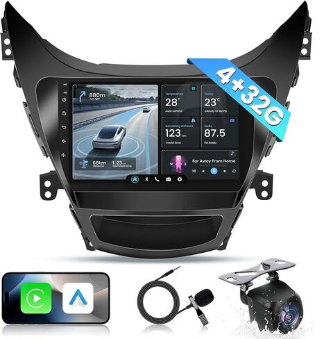 Car Radio Stereo for Hyundai Elantra 2011 2012 2013: Upgrade 2+64GB 5G WiFi — 9 inch Touchscreen with Carplay Android Auto — GPS Navigation Head Unit with Backup Camera Bluetooth FM Mirror Link SWC in Saudi Arabia