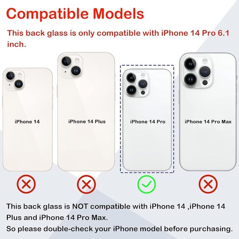 بديل الزجاج الخلفي الخلفي لهاتف iPhone 14 Pro مقاس 6.1 بوصة مع أداة يدوية وإصلاح (أسود فضائي) in Kuwait