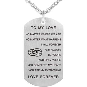 Valentines Day Birthday Gift for Wife Husband Boyfriend Girlfriend Dog Tag Necklace Jewelry Keychain Pendant