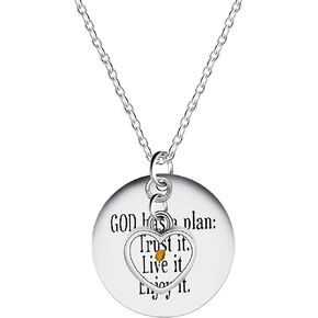 Uloveido Stainless Steel Disc Inspirational Mustard Seed Faith Necklace - God Has A Plan: Trust it, Live it, Enjoy it