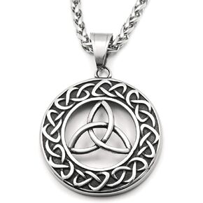 Gungneer Stainless Steel Triquetra Irish Celtic Knot Pendant Necklace Endless Love Eternity Protection Jewelry Amulet