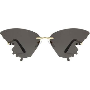 Butterfly Sunglasses for Women/Men Oversized Rimless Eyewear Luxury Trending Cat Eye Sun Glasses Streetwear UV400