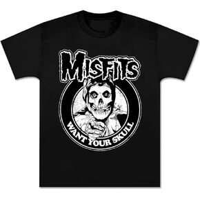 Misfits Shirt Rock Vintage for Youth Want Your Skull Graphic Printing Short Sleeve 80s Concert Classic Adult T-Shirt Black